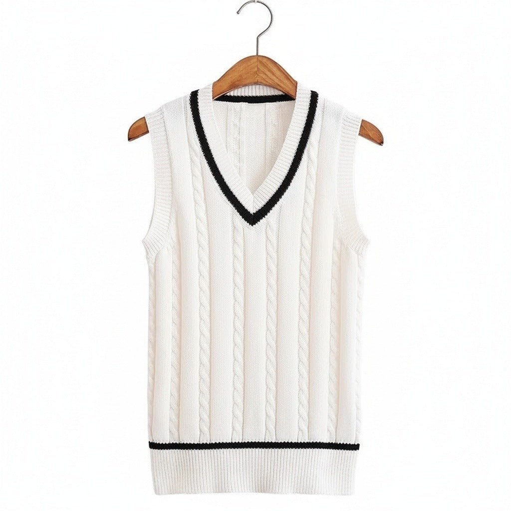 Cable Knit Cricket Sweater - Ivory - Front View