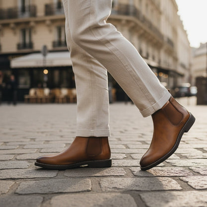 Camel Chelsea Boots Mens - Camel - Angled Shot