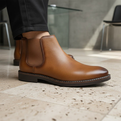 Camel Chelsea Boots Mens - Camel - Back View