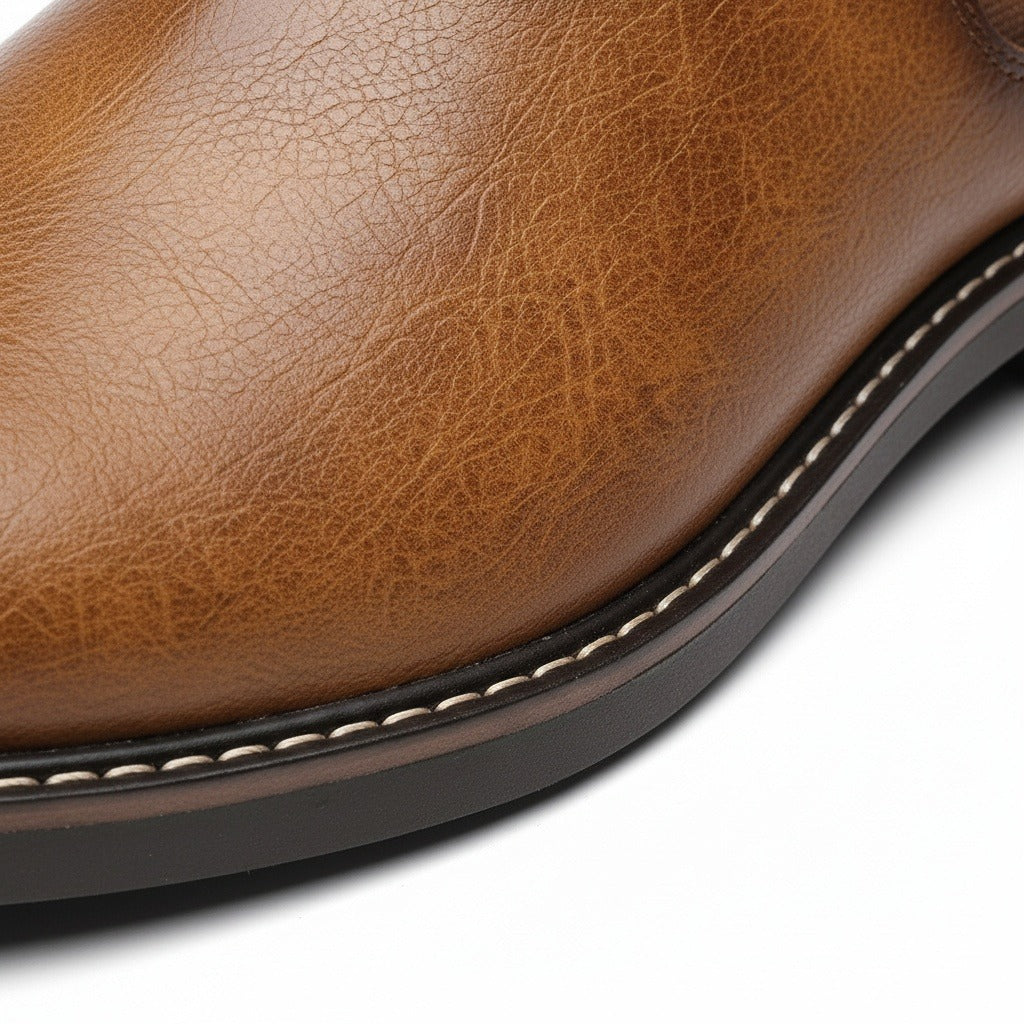 Camel Chelsea Boots Mens - Camel - Texture Close Up