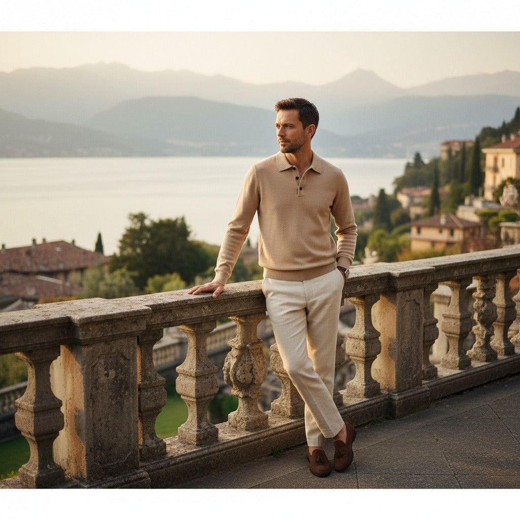 Camel Polo Shirt - Camel - Angled Shot