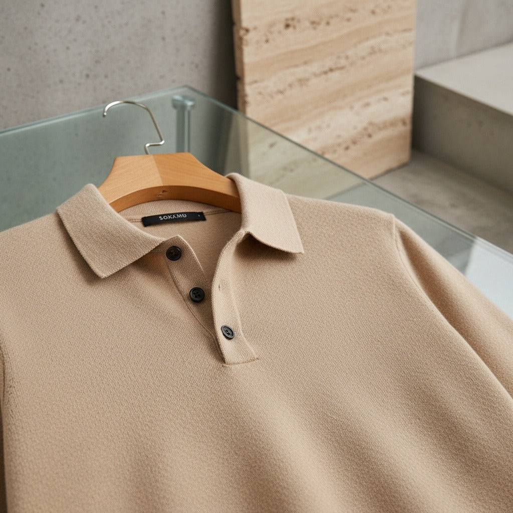Camel Polo Shirt - Camel - Back View