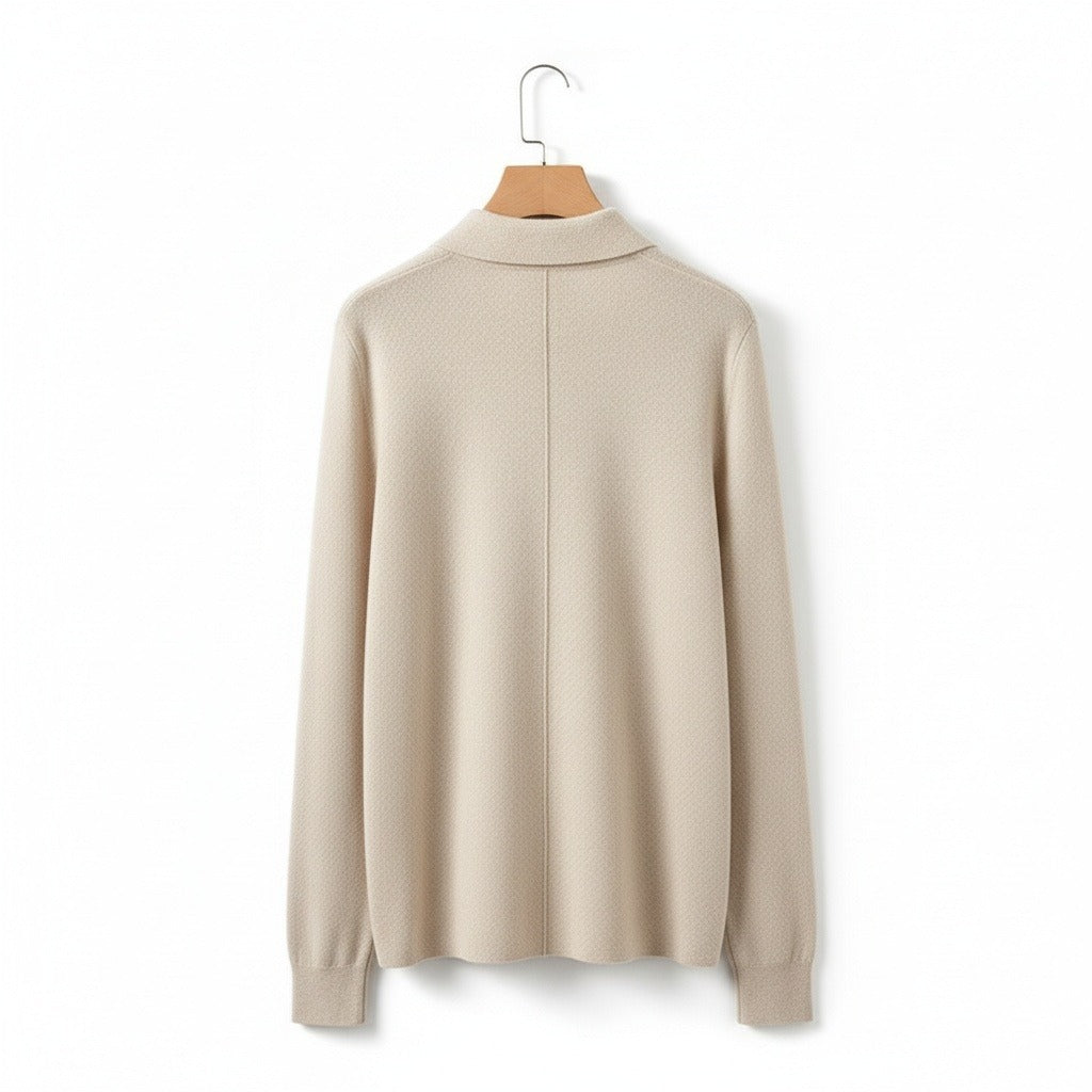 Cashmere Polo Shirt - Oatmeal - Fabric Detail