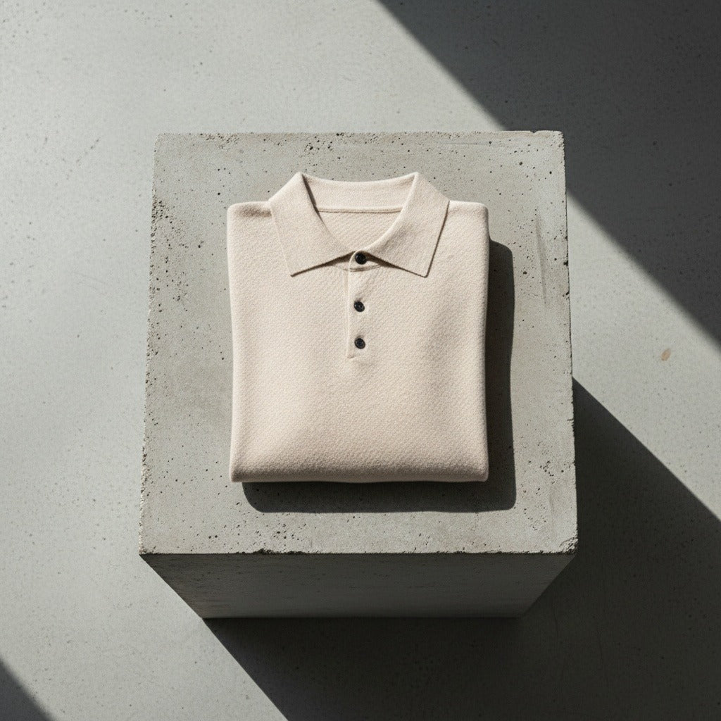 Cashmere Polo Shirt - Oatmeal - Lifestyle Inspiration