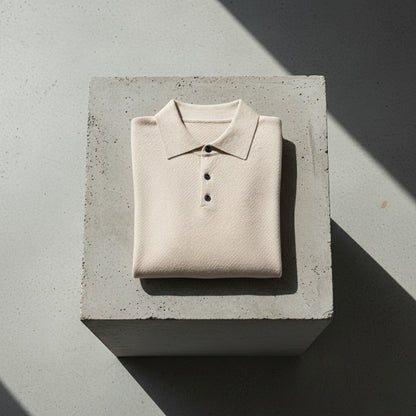 Cashmere Polo Shirt - Oatmeal - Lifestyle Inspiration