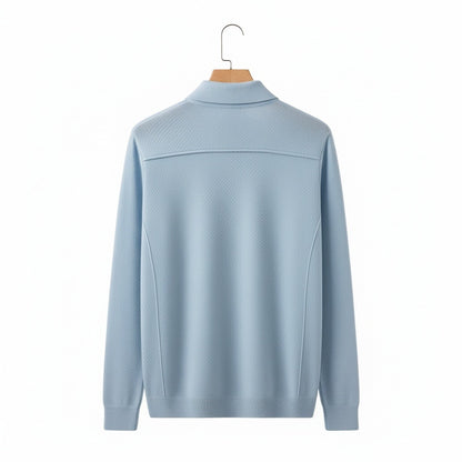 Cashmere Polo Shirt - Sky Blue - Fabric Detail