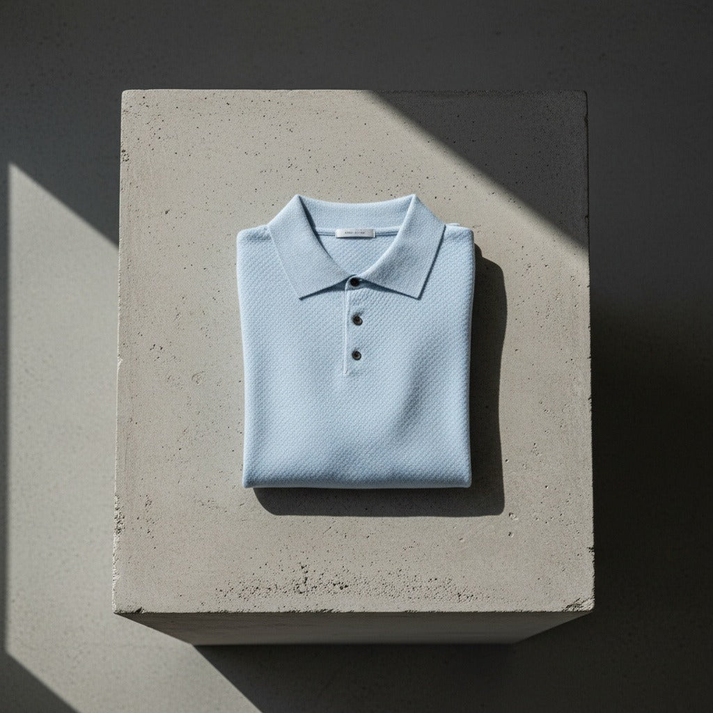 Cashmere Polo Shirt - Sky Blue - Lifestyle Inspiration