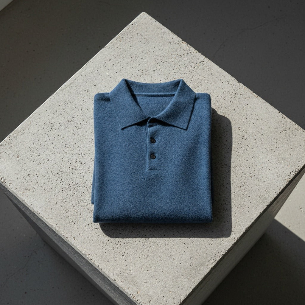 Cashmere Polo Shirt - Denim Blue - Lifestyle Inspiration