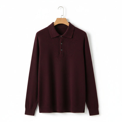 Cashmere Polo Shirt - Merlot - Front View