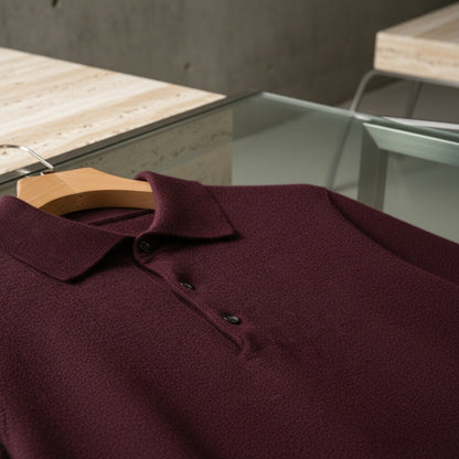 Cashmere Polo Shirt - Merlot - Back View