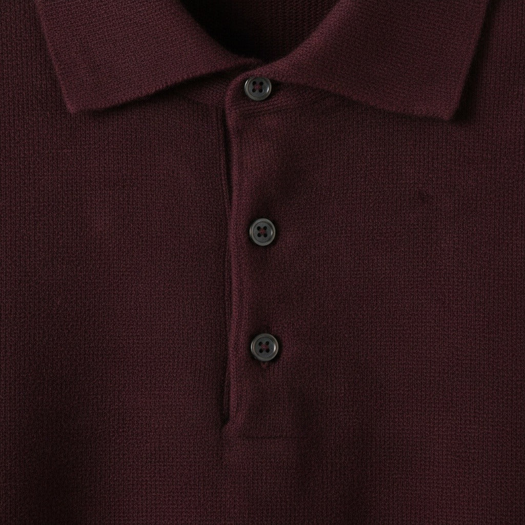 Cashmere Polo Shirt - Merlot - Texture Close Up