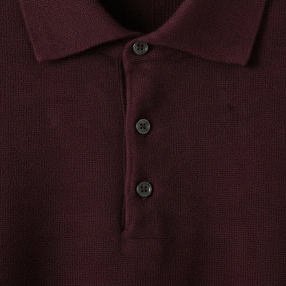 Cashmere Polo Shirt - Merlot - Texture Close Up