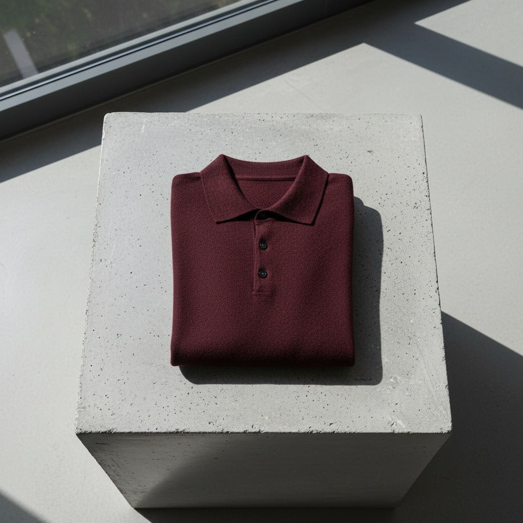 Cashmere Polo Shirt - Merlot - Lifestyle Inspiration