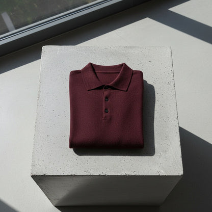 Cashmere Polo Shirt - Merlot - Lifestyle Inspiration