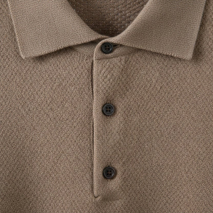 Cashmere Polo Shirt - Tan - Texture Close Up