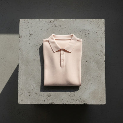 Cashmere Short Sleeve Polo Shirt - Pale Peach - Lifestyle Inspiration