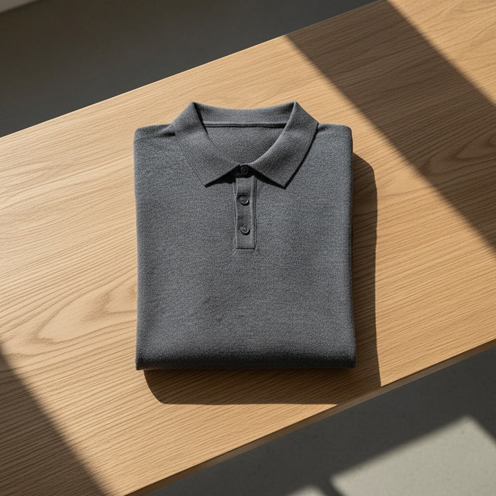 Cashmere Short Sleeve Polo Shirt - Charcoal Gray - Lifestyle Inspiration