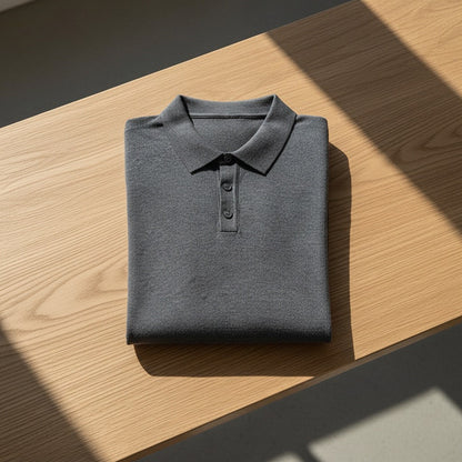 Cashmere Short Sleeve Polo Shirt - Charcoal Gray - Lifestyle Inspiration
