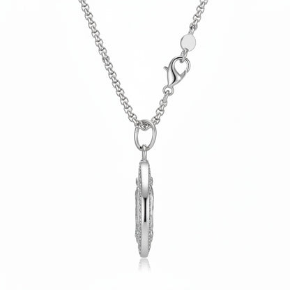 Catholic Virgin Mary Necklace - Silver - Fabric Detail