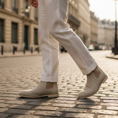 Chelsea Boots Mens Beige - Beige - Angled Shot
