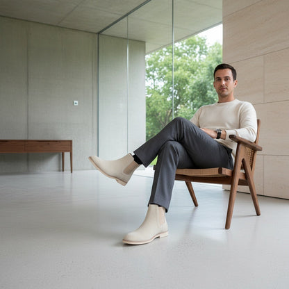 Chelsea Boots Mens Beige - Beige - Side Profile