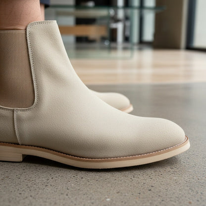 Chelsea Boots Mens Beige - Beige - Back View