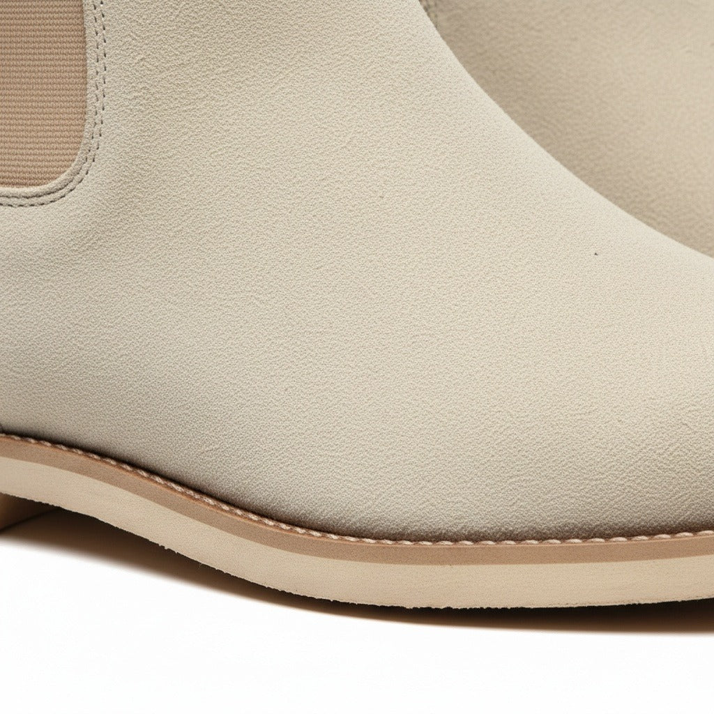 Chelsea Boots Mens Beige - Beige - Texture Close Up
