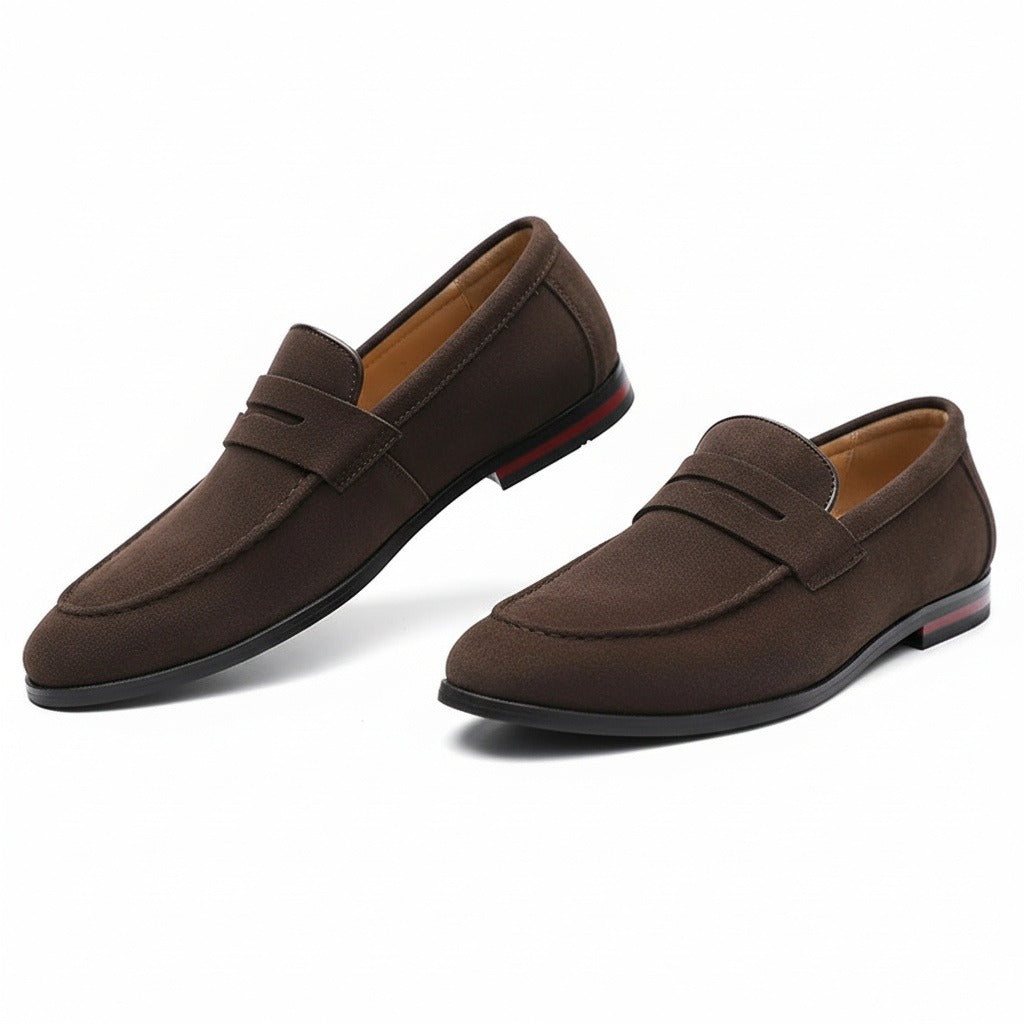 Chocolate Brown Penny Loafers Men - Chocolate Brown - Front View