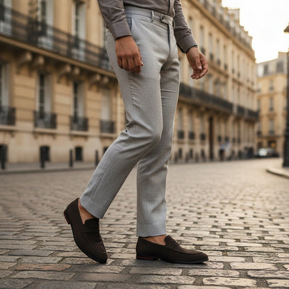 Chocolate Brown Penny Loafers Men - Chocolate Brown - Angled Shot