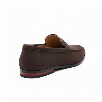 Chocolate Brown Penny Loafers Men - Chocolate Brown - Fabric Detail