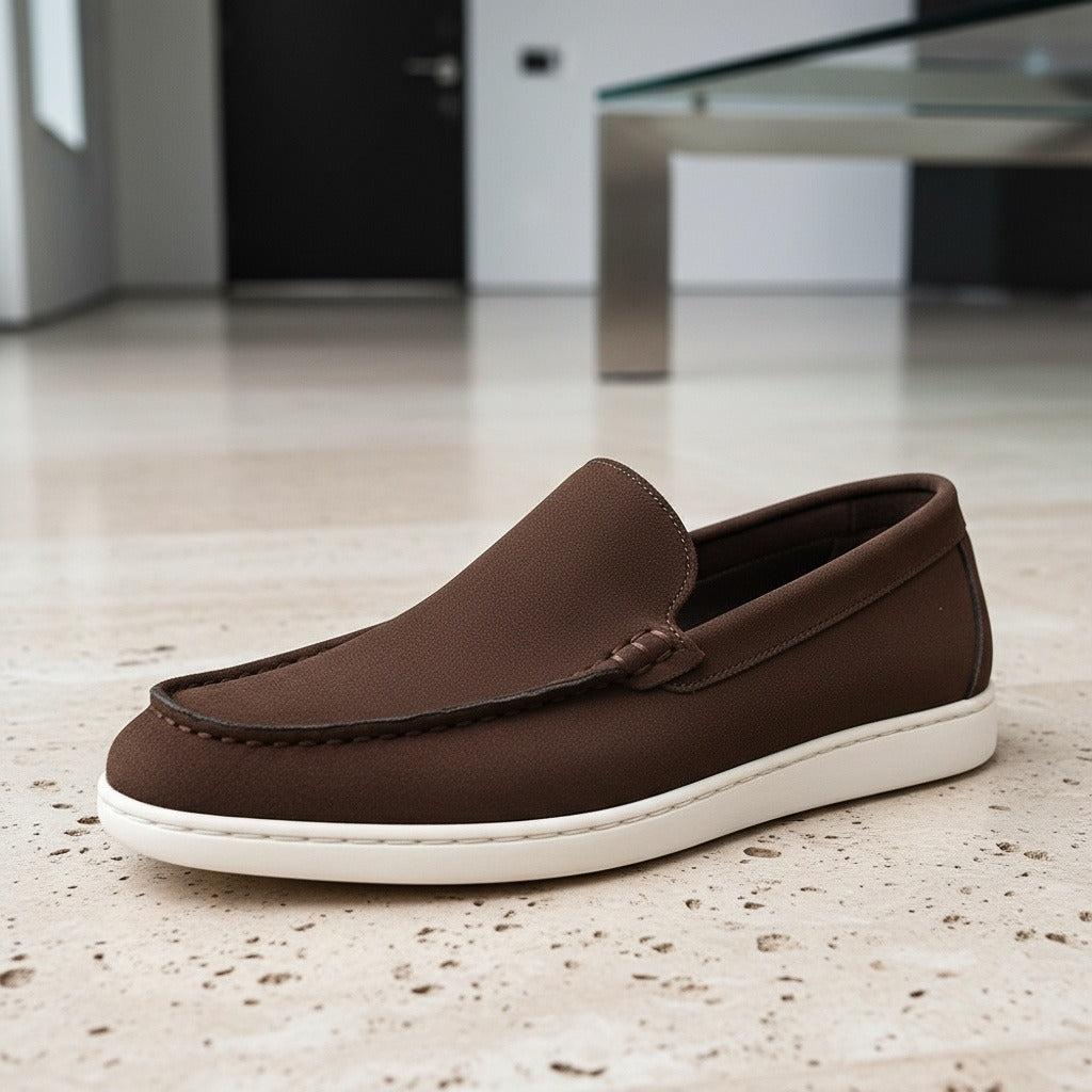 Chocolate Suede Loafers Men - Chocolate - Back View