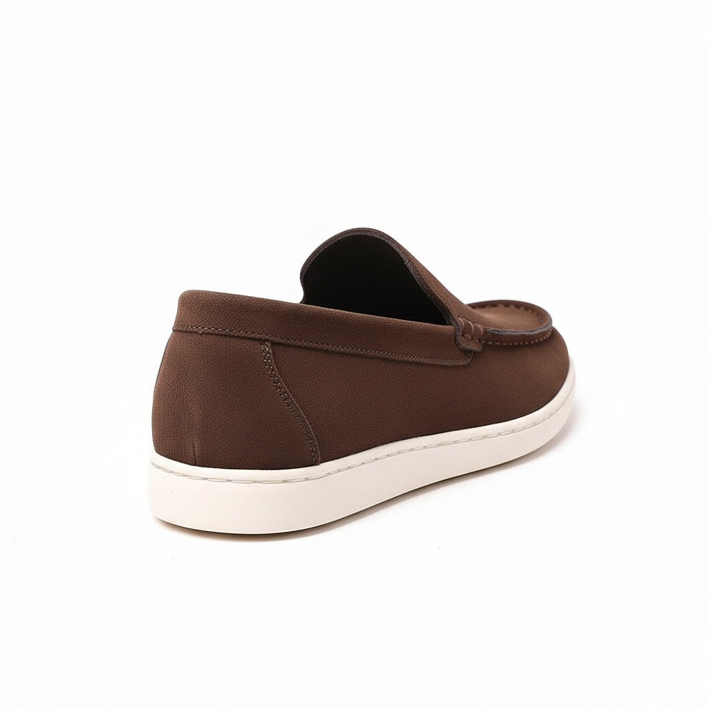 Chocolate Suede Loafers Men - Chocolate - Fabric Detail