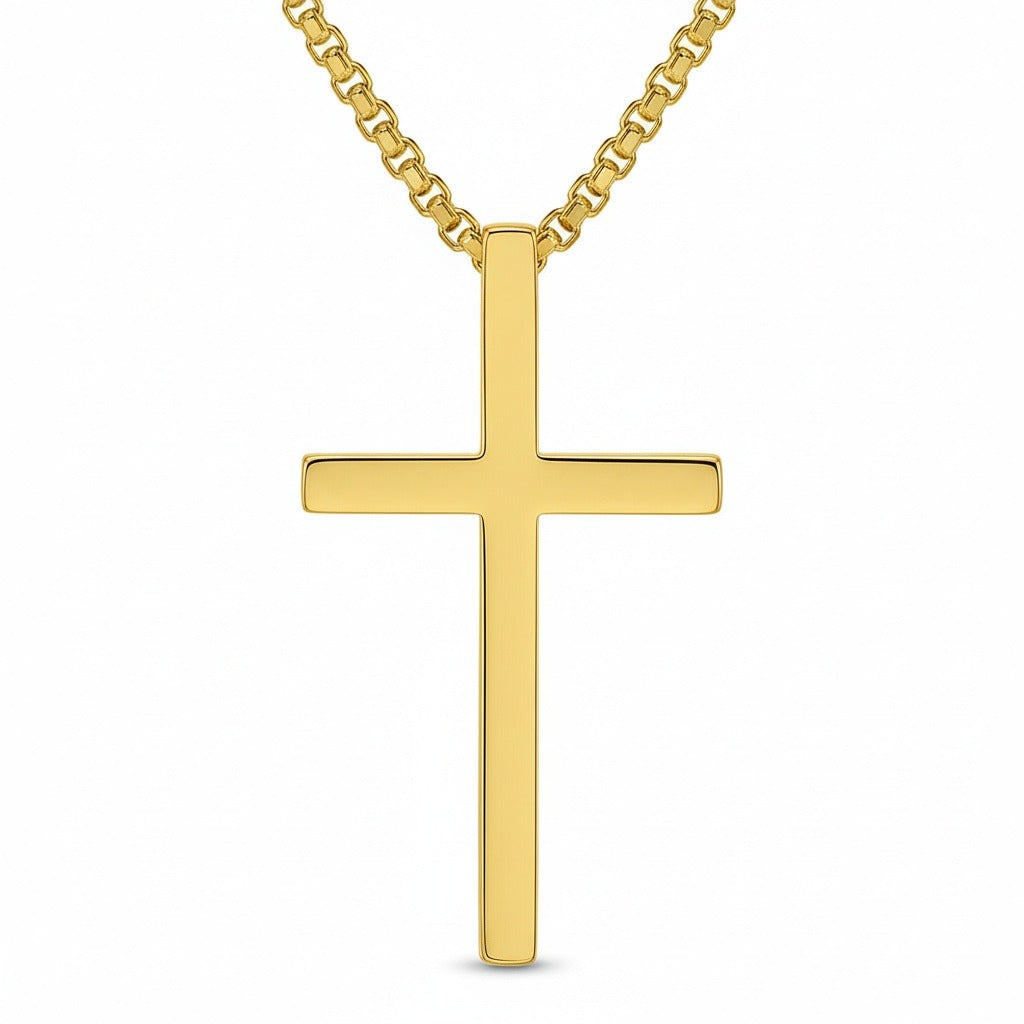 Christian Cross Necklace Mens - Gold - Fabric Detail