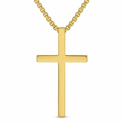 Christian Cross Necklace Mens - Gold - Fabric Detail