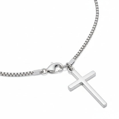 Christian Cross Necklace Mens - Platinum - Fabric Detail