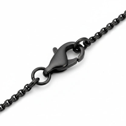 Christian Cross Necklace Mens - Black Rhodium - Texture Close Up