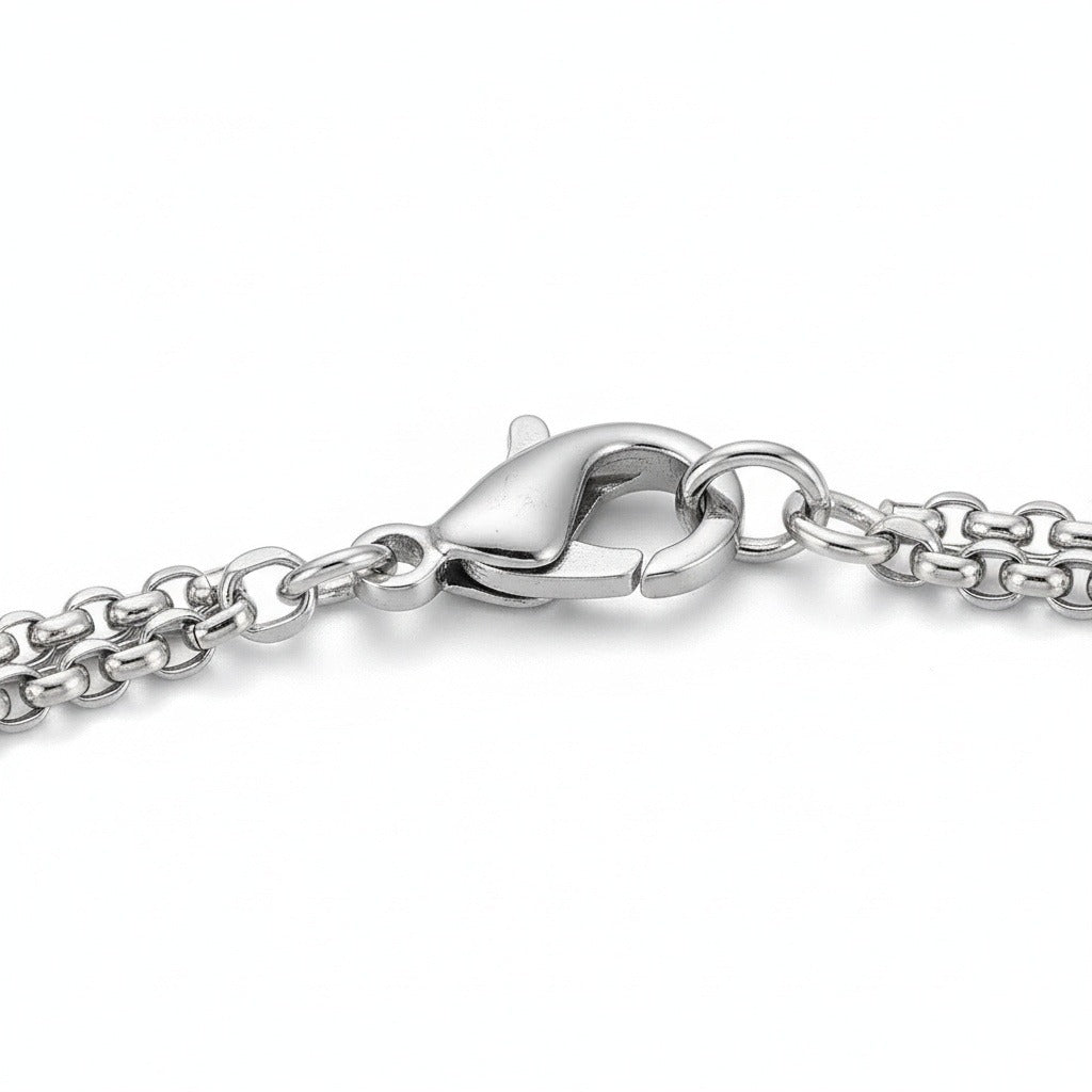Christian Cross Necklace Mens - Silver - Texture Close Up