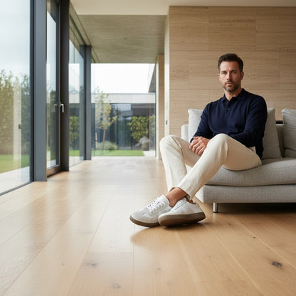 Clay Court Tennis Sneakers - Pale Stone - Side Profile