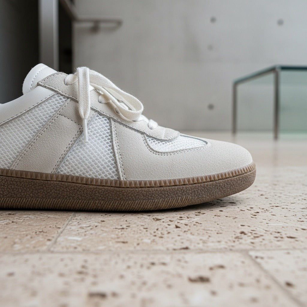 Clay Court Tennis Sneakers - Pale Stone - Back View