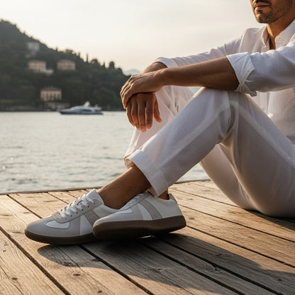 Clay Court Tennis Sneakers - Off White - Angled Shot