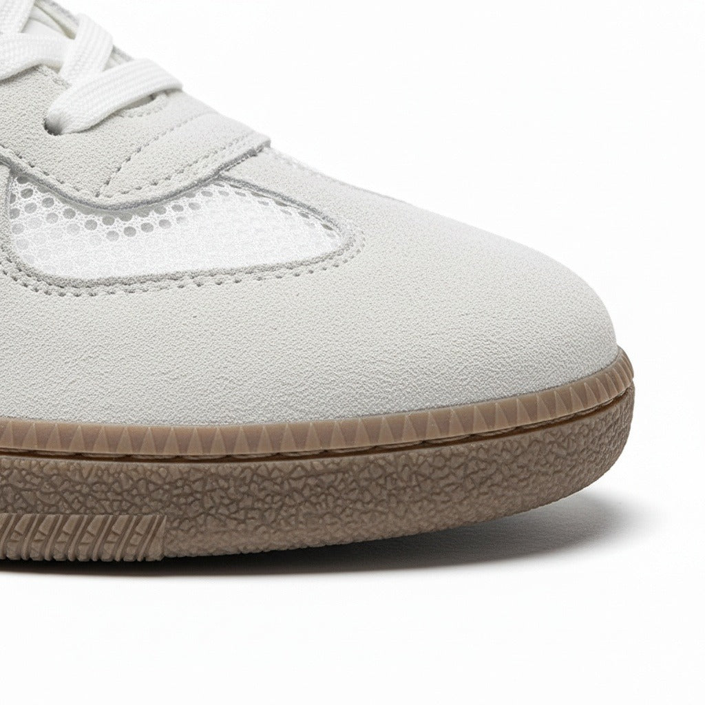 Clay Court Tennis Sneakers - Pale Stone - Texture Close Up