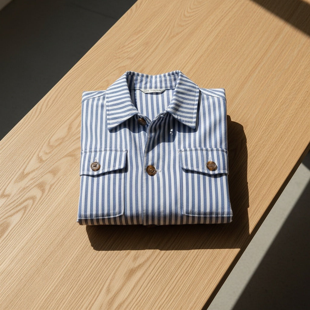 Cotton Safari Jacket - Blue Stripe - Lifestyle Inspiration