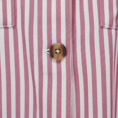Cotton Safari Jacket - Rose Stripe - Texture Close Up