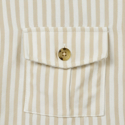 Cotton Safari Jacket - Khaki Stripe - Texture Close Up