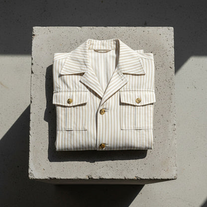 Cotton Safari Jacket - Khaki Stripe - Lifestyle Inspiration