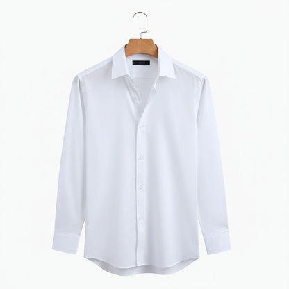 Cotton Shirt for Men Formal - Bright White - Front View