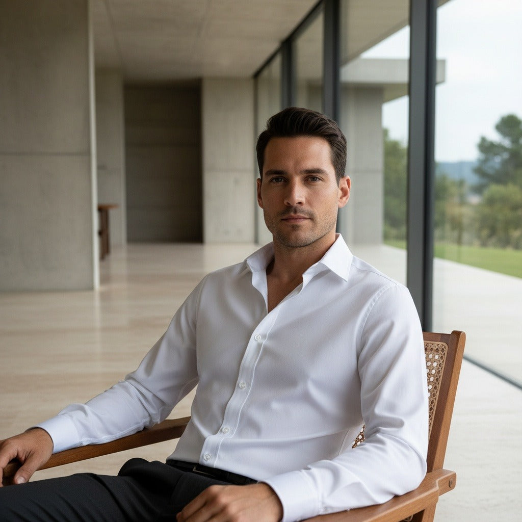 Cotton Shirt for Men Formal - Bright White - Side Profile