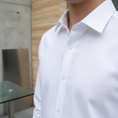 Cotton Shirt for Men Formal - Bright White - Back View