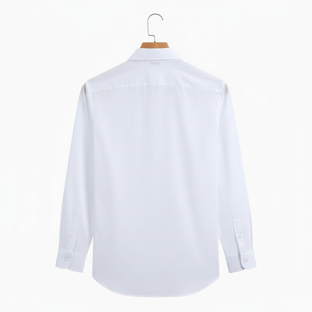 Cotton Shirt for Men Formal - Bright White - Fabric Detail