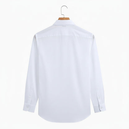 Cotton Shirt for Men Formal - Bright White - Fabric Detail